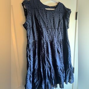 Nursing Queen Navy Blue Hidden Zipper Eyelett Dress XL